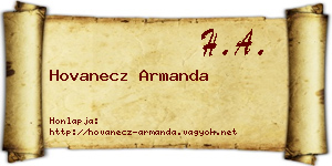 Hovanecz Armanda névjegykártya